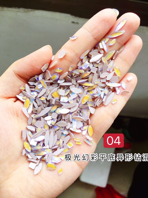 Đá phụ kiện chân bằng gắn móng tay nail mix hình mẫu trứng cút dạ quang ab 1 gói 100 cái