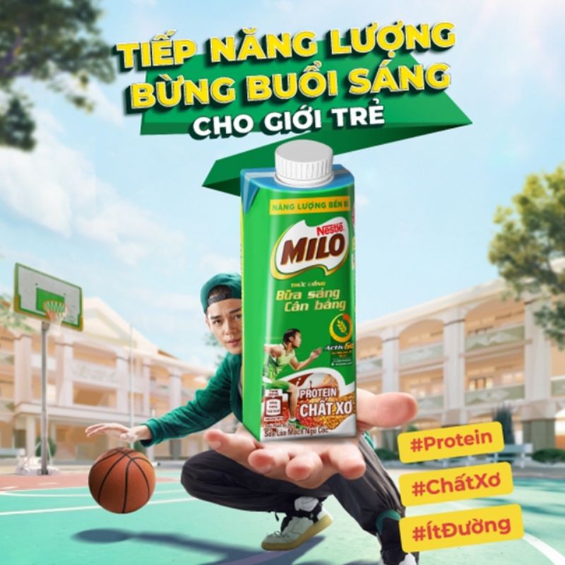 Lô 5 hộp sữa lúa mạch Milo bữa sáng 200ml