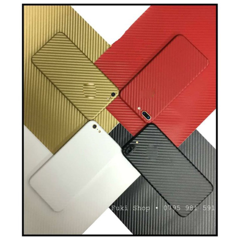 Tấm Dán Skin FULL Sợi Carbon &lt;MÀU&gt;  5 6 7 8 6plus 7plus 8plus X XS XR XSMAX 11 PRO MAX