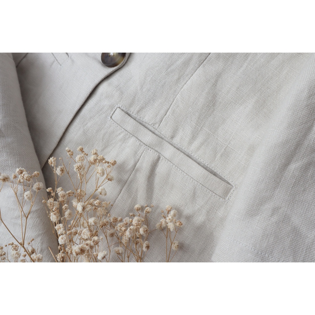 Set áo quần vest Linen tưng KANAMY tay lỡ màu begei