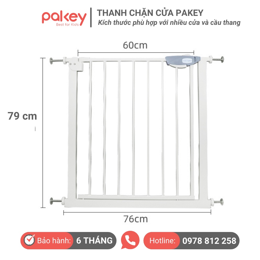 Thanh chắn cửa Pakey KHÔNG KHOAN ĐỤC nâng cấp tự động đóng, thanh chắn cầu thang chính hãng cao cấp