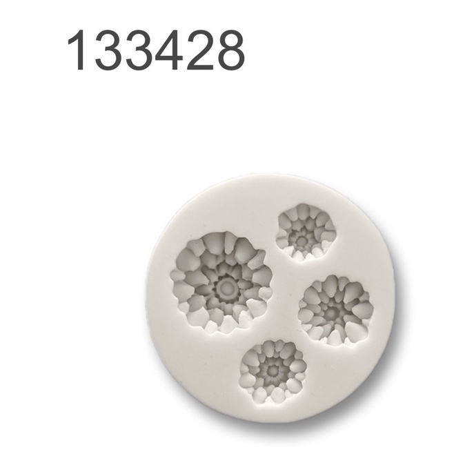 [133428] khuôn silicon 4 hoa cúc nhí trang trí bánh