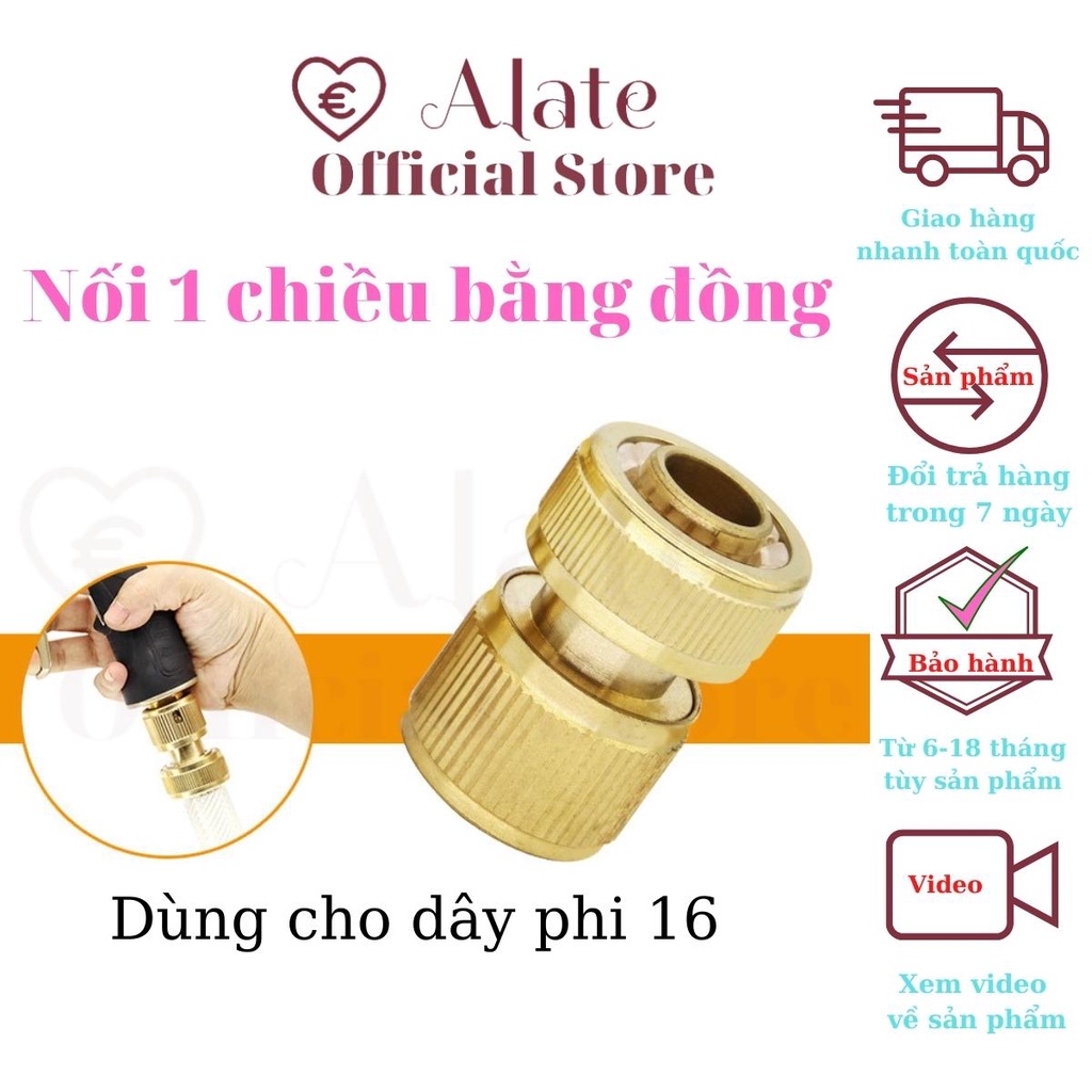 Khớp nối nhanh 1 chiều ống dây phi 16 bằng đồng vào vòi tưới và đầu vòi cấp nước Lionking Tonydx Alate