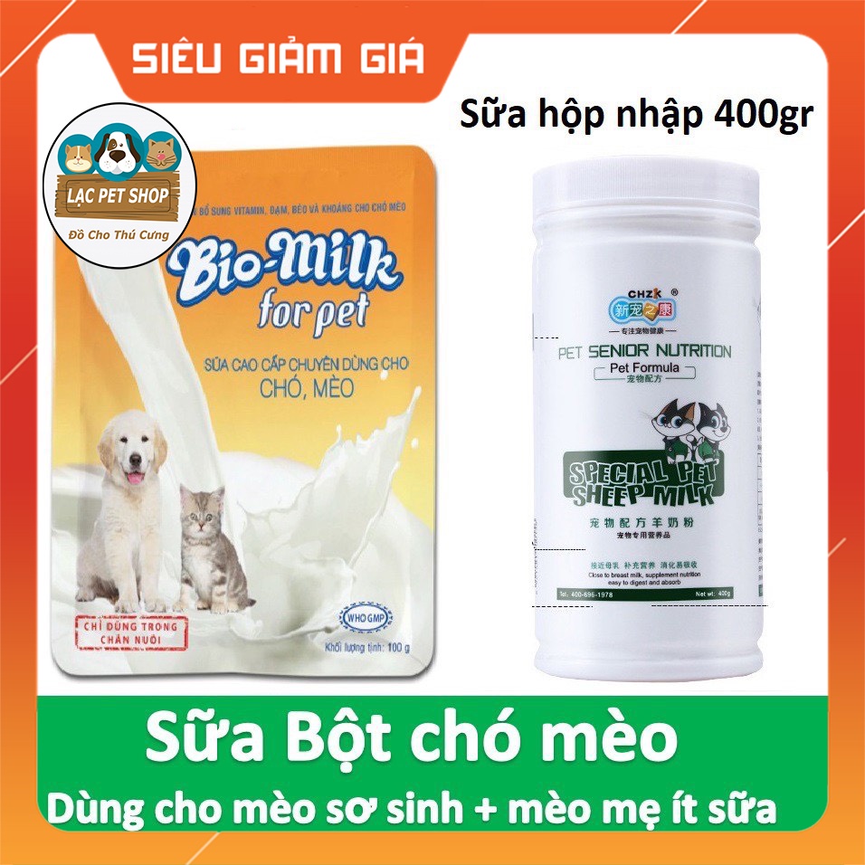 Sữa BIO milk cho chó mèo (2 loại) Loại sữa bột Biomilk dùng để nuôi chó mèo sơ sinh