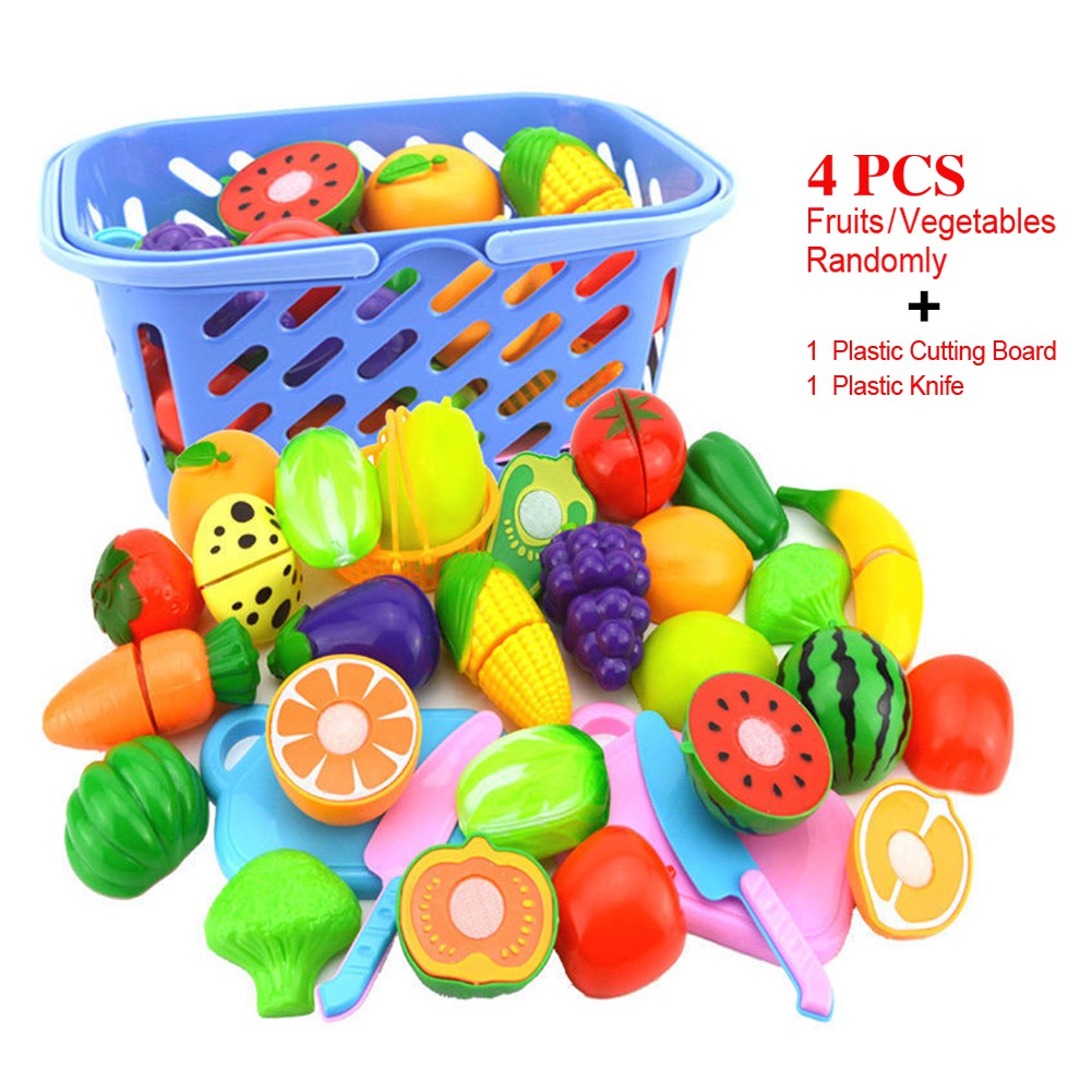 1SET/6PCS Fruit Vegetable Food Cutting Set Reusable Role Play Pretend Kitchen Toys