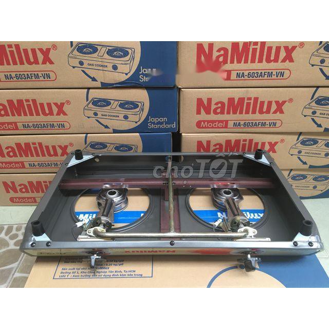 Bếp gas đôi Namilux NA-603AFM ✅ Mặt bếp tráng men sơn tĩnh điện, Lửa Xanh, Bảo hành 2 Năm