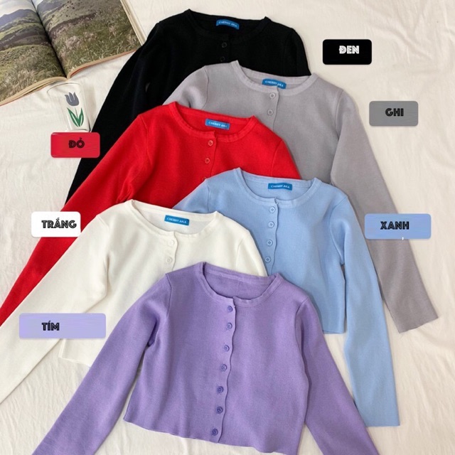 Áo carigan croptop mặc đc 2 kiểu ( len kiẻu cài cúc và khoác nhẹ)