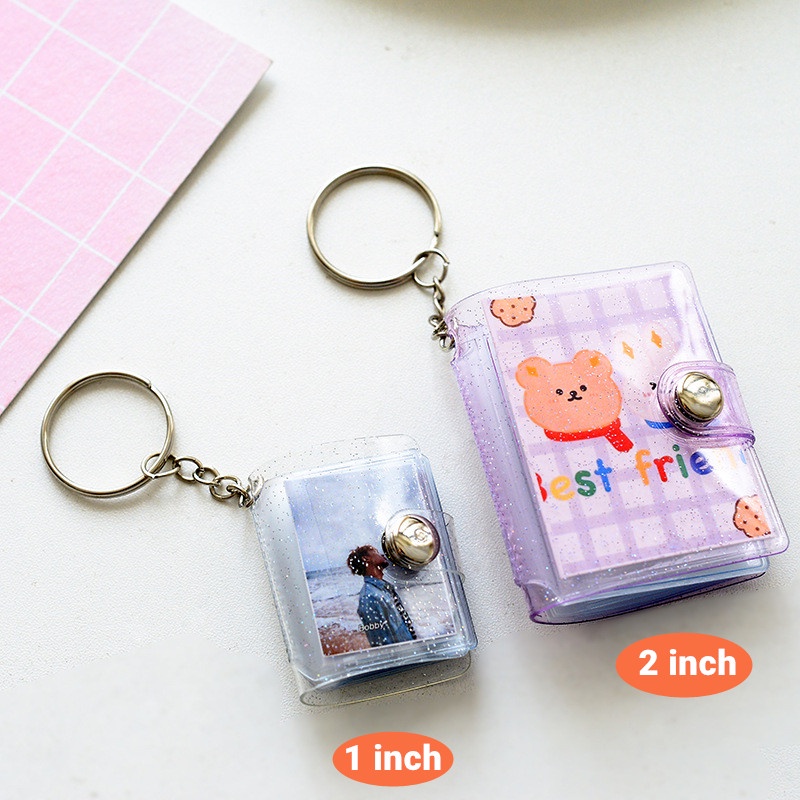 Album Ảnh 16 Ngăn Trong Suốt Lấp Lánh KPOP 1 Inch Kèm Móc Khóa