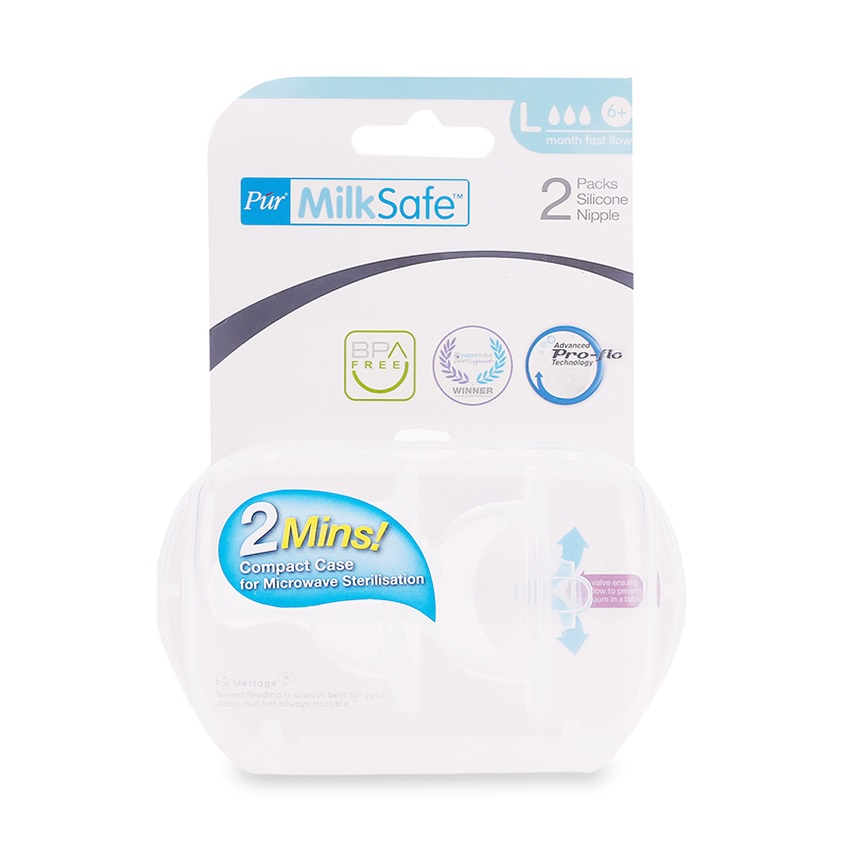 Núm ti cổ rộng Pur Milk Safe L 2 cái