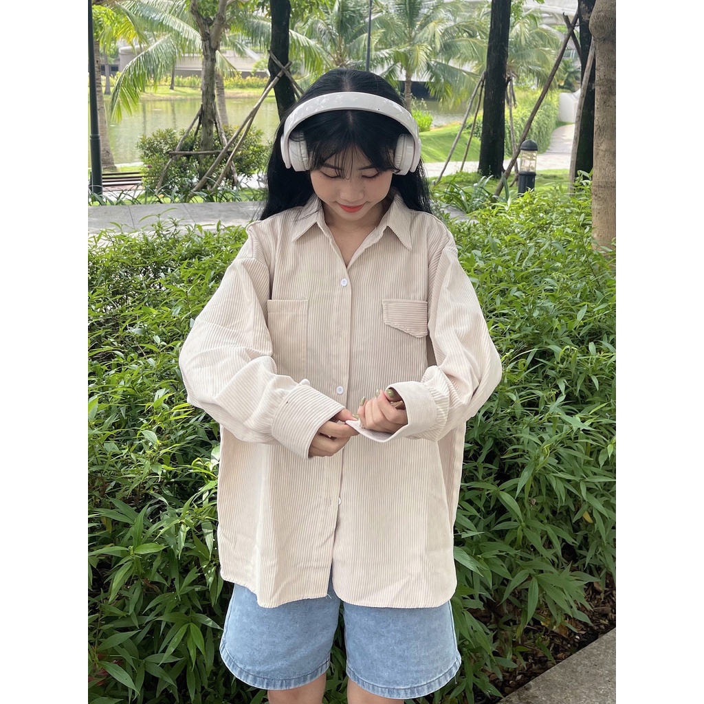 Áo Sơ Mi Tay Dài LOGI Chất Nhung Gân Phong Cách Ulzzang – Tuni Store