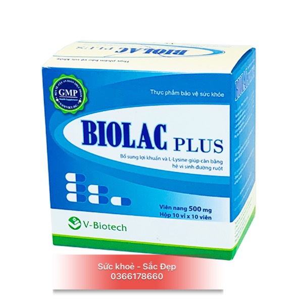 Viên uống BIOLAC PLUS hộp 100 viên giúp ổn định đường tiêu hóa - Hàng VIệt Nam