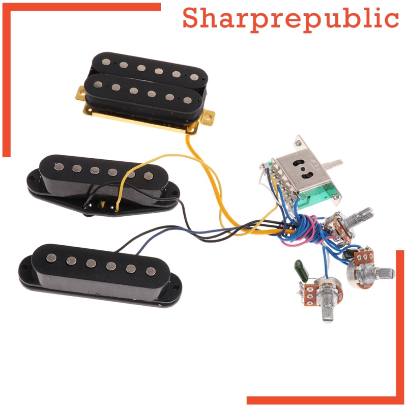 [SHARPREPUBLIC] Prewired 6 String Guitar Single Coil Pickup Humbucker Pickup Harness White