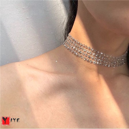 Vòng Cổ Choker Bản To Đính Kim Sa Lấp Lánh Quyến Rũ