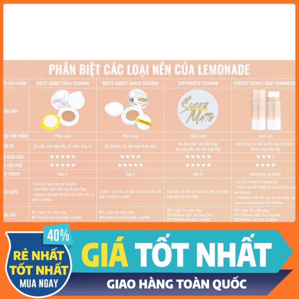 [CHÍNH HÃNG] Phấn nước kiềm dầu Lemonade Matte Addict Dual Cushion 16g | BigBuy360 - bigbuy360.vn