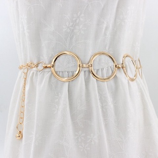 Dây thắt lưng chuỗi vòng tròn móc xích, đai váy móc khóa hợp kim vòng tròn