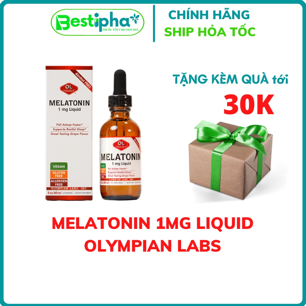 Melatonin 1mg Liquid Olympian Labs hỗ trợ ngủ ngon và sâu 60ml