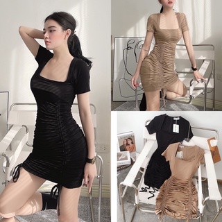 Váy body dúm cổ vuông siêu hack dáng , tạo form đồng hồ cát | MeiMei Studio