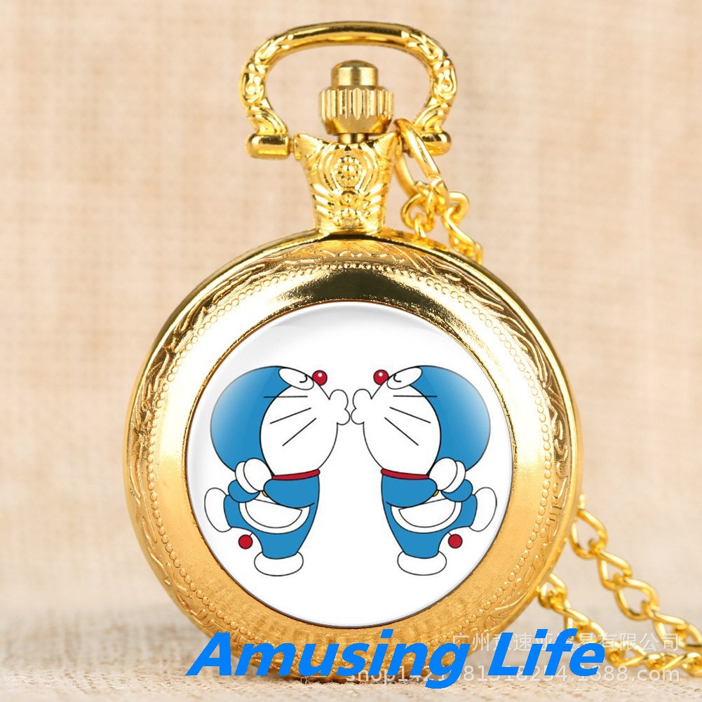 Quartz Pocket Watch Retro Vừa Thương Mại Nước Ngoài Bán Đồng Hồ Bỏ Túi Anime Dễ Thương Doraemon Họa Tiết Hình Ảnh Bản Đồ