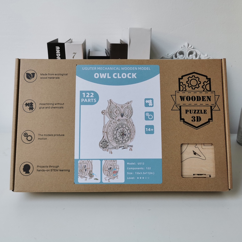 Mô hình Cơ động học Đồng hồ Quả lắc hình Cú Owl Clock Uguter U512