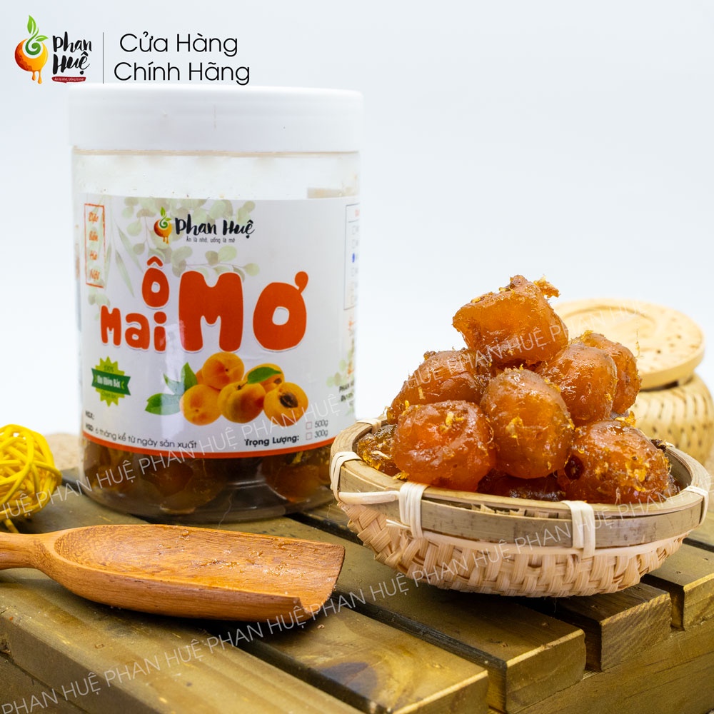 Ô mai xí muội mơ dẻo xào gừng chua ngọt Phan Huệ hộp 100g 300g 500g đặc sản Hà Nội