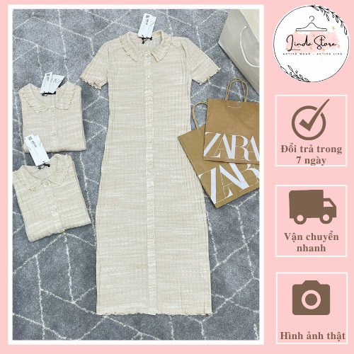 Váy Polo Nữ Dáng Dài Qua Gối, Váy Dáng chữ A Màu Be Nữ Tính Phong Cách Tiểu Thư Sang Chảnh