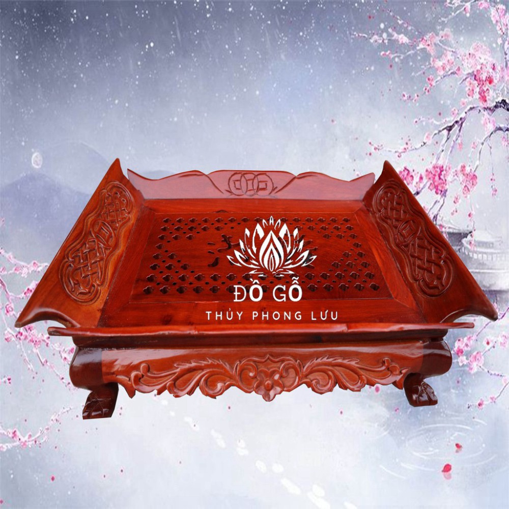 Khay trà gỗ hương thuyền - Khay trà khổng minh - Khay trà cổ điển 2 cỡ 42x30 và 47x37