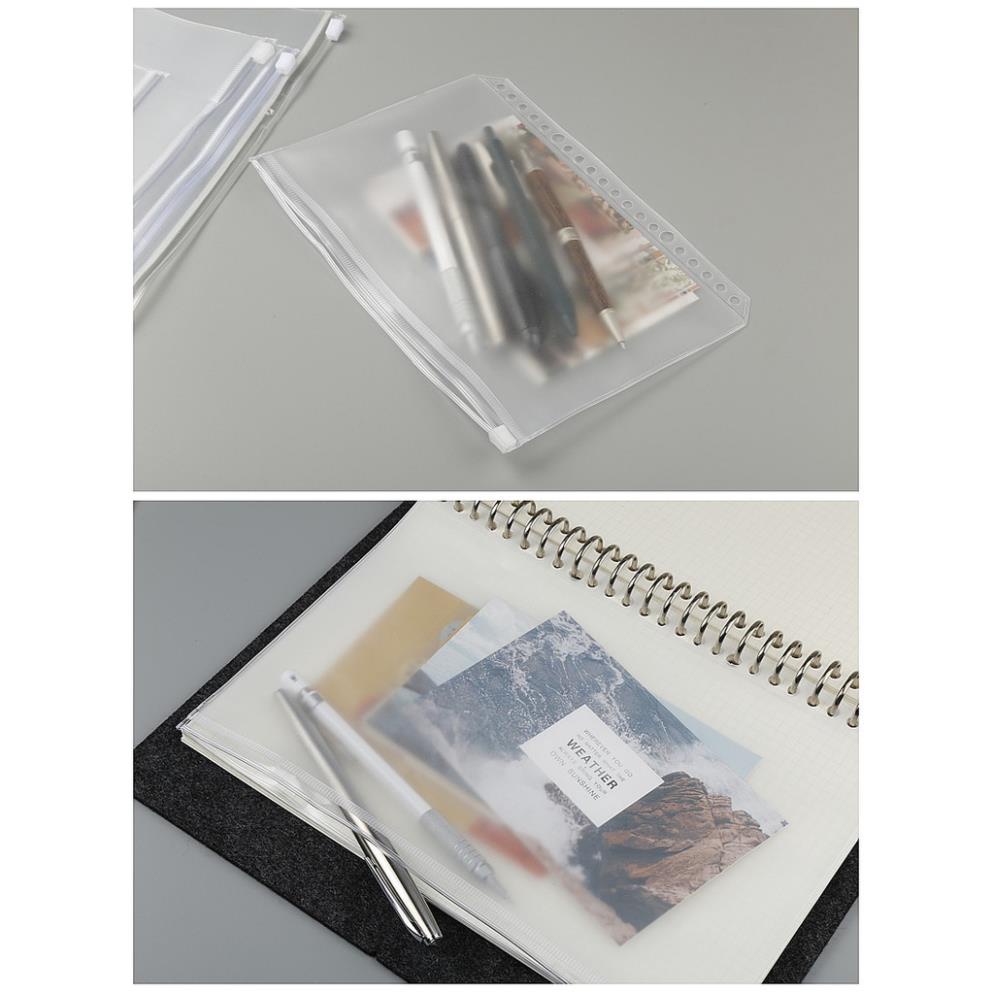 Bìa sổ còng binder GALANO bìa còng 6 lỗ A5 A6 kiêm túi đựng có khóa kéo SN-001337