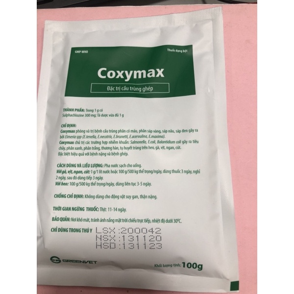 Coxymax cầu trùng ghép, phân sáp vàng, sáp nâu, sáp đen gói 100g