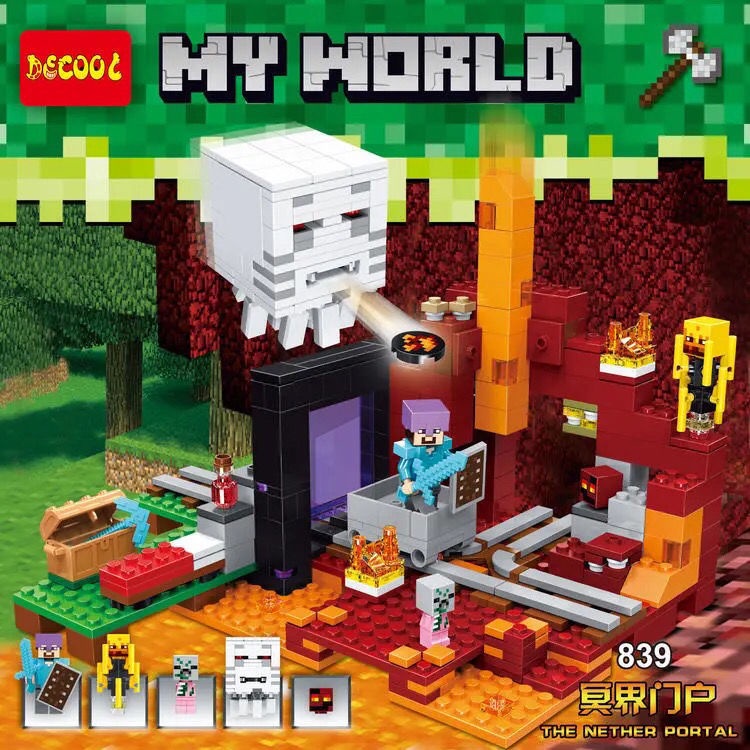 Minecraft The Nether Portal Ghost Steve Flame Man Portal Building Block Đồ chơi giáo dục