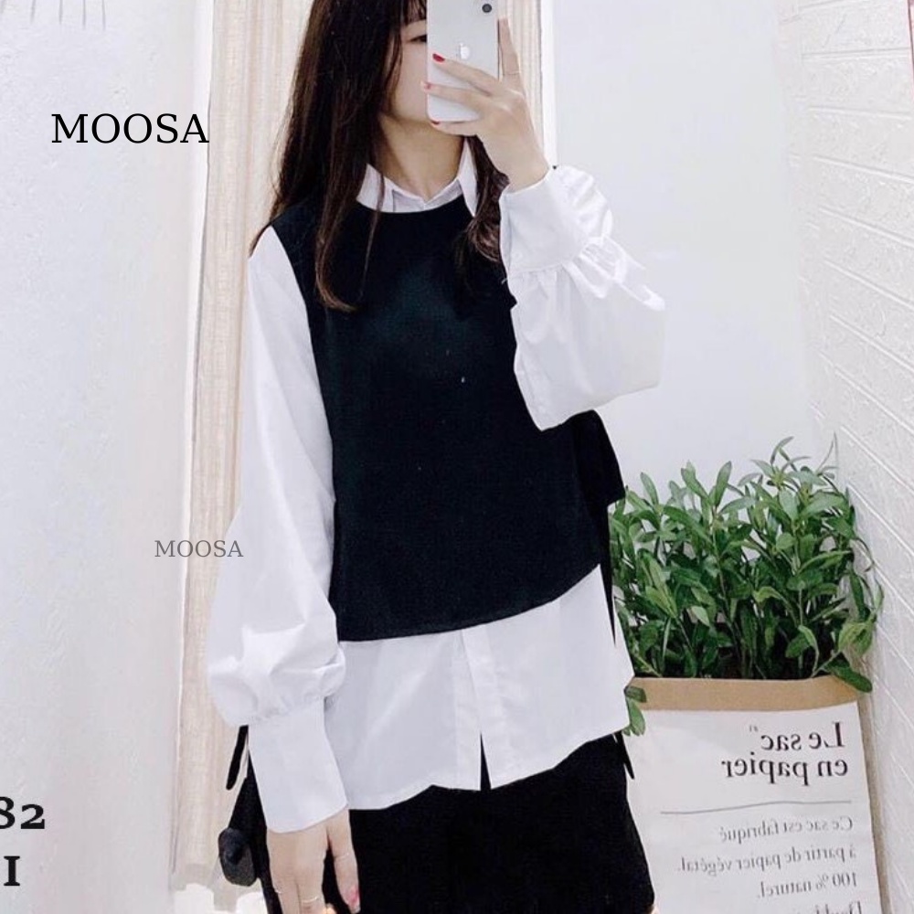 Áo Sơ Mi Trắng Nữ Moosa Cao Cấp Phom Rộng Basic Có Bigsize ,Sơ Mi Chất Thô Hàn Cổ Bẻ