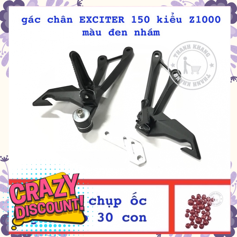 Gác chân EXCITER 150 kiểu Z 1000 thanh khang tặng bộ chụp ốc trang trí màu đỏ  006001144  006000562