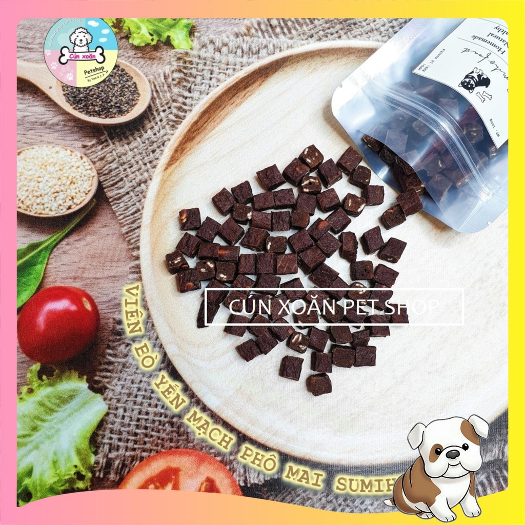Bánh thưởng cho chó Sumiho Feast (Viên bò yến mạch) (Túi 100gr) thức ăn cho chó từ 2 tháng tuổi