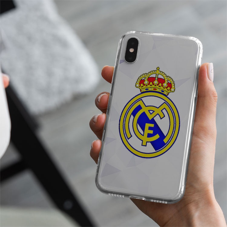 Ốp bóng đá CLB Real Madrid logo nền trắng cực đẹp cho Iphone 5 6 7 8 Plus 11 12 Pro Max X Xr FOO20211890