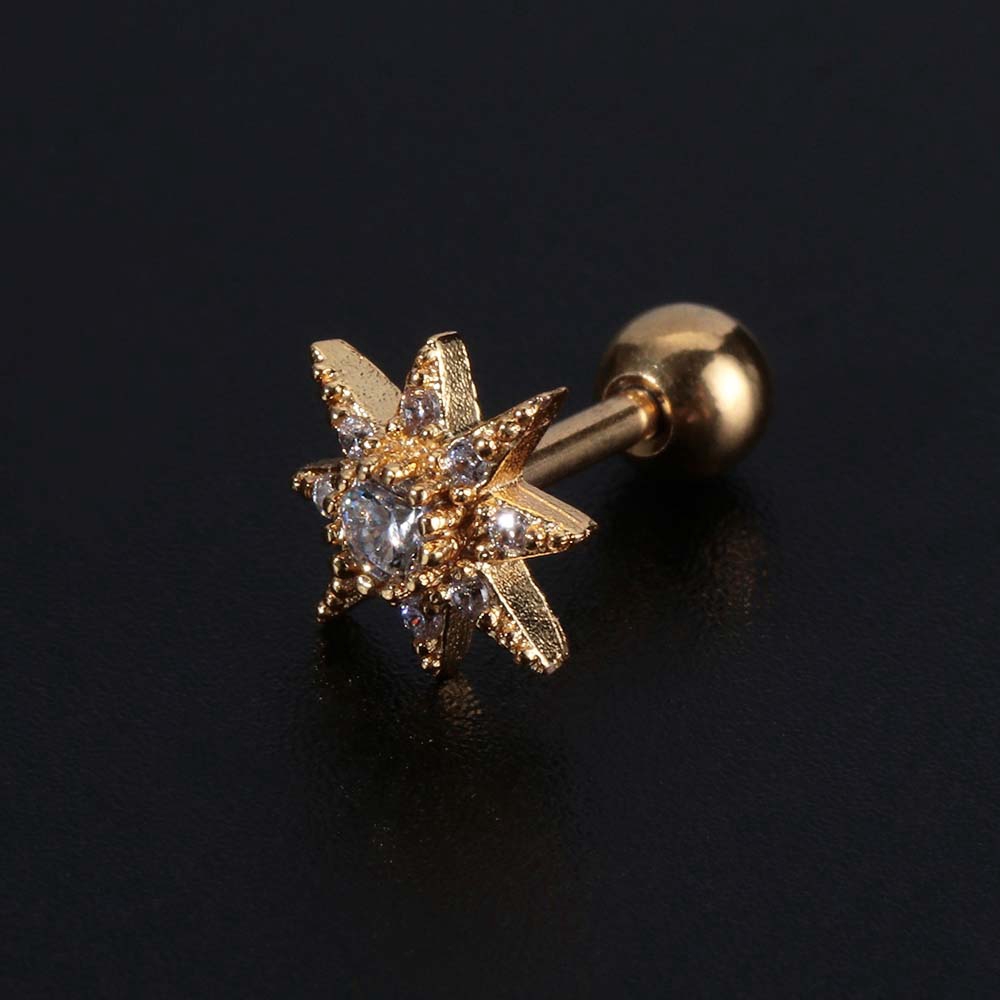 Khuyên Tai Hình Mặt Trăng Và Ngôi Sao Đính Đá Zircon