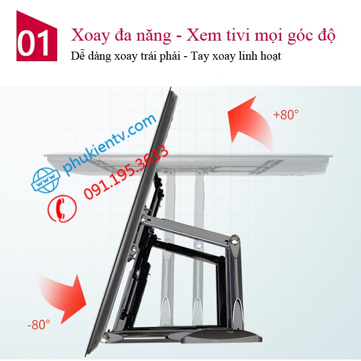 Giá treo tivi xoay đa năng NB P5 - NB P6 32 - 60 / 40 - 70 inch / 45 - 75 Inch - Khung treo tivi 6 cánh tay chịu lực