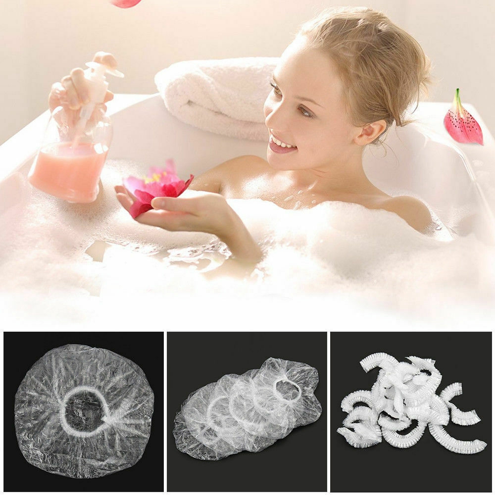 Bộ 300 mũ trùm đầu giữ tóc không bị ướt khi tắm dùng một lần tiện dụng