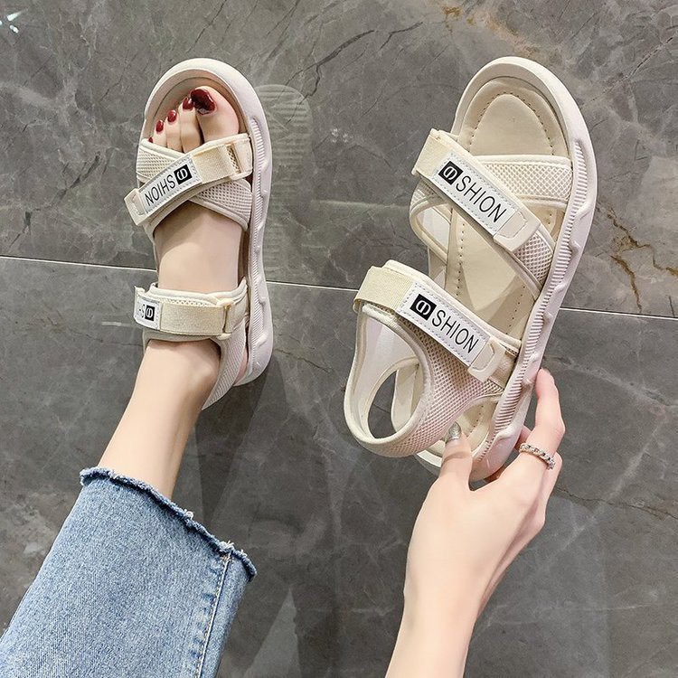 Giày Sandal Nữ MWC Đế Cao 3CM Quai Chéo Phối Chữ Siêu Xinh NUSD- 2853