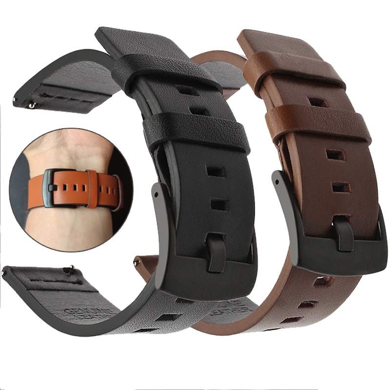 Dây đeo đồng hồ thông minh da thật 20 22 24mm dành cho Samsung Galaxy Watch 4 3 46mm 42mm Active 2 40 44 Gear S3