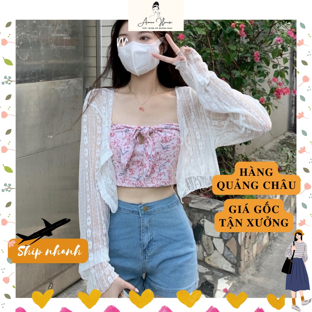 Áo Khoác Ren 35-80kg Aimeehouse Tay Dài Phối Ren Lưới Mỏng áo cardigan Thời Trang Quảng Châu