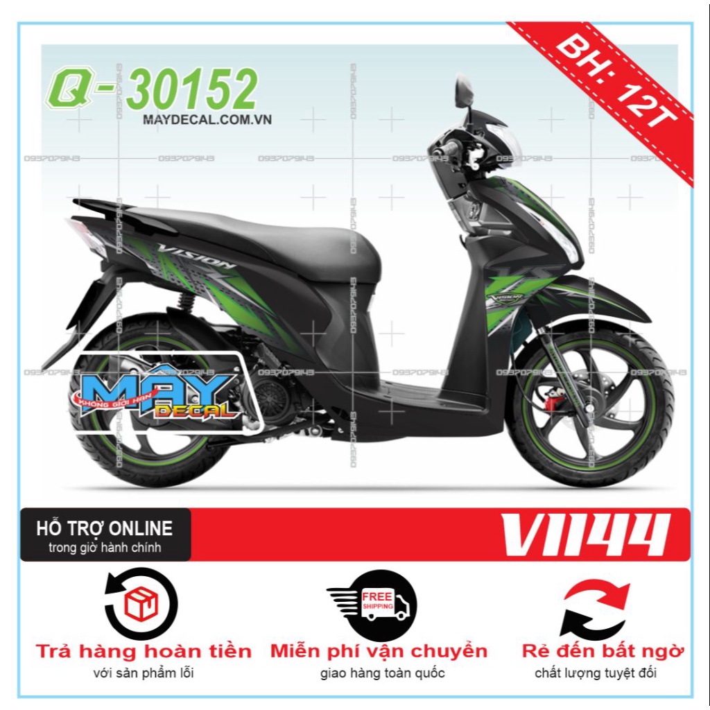 TEM RỜI XE VISION 2014 2016 DÁN XE ĐEN NHÁM -- SHIN DECAL 2