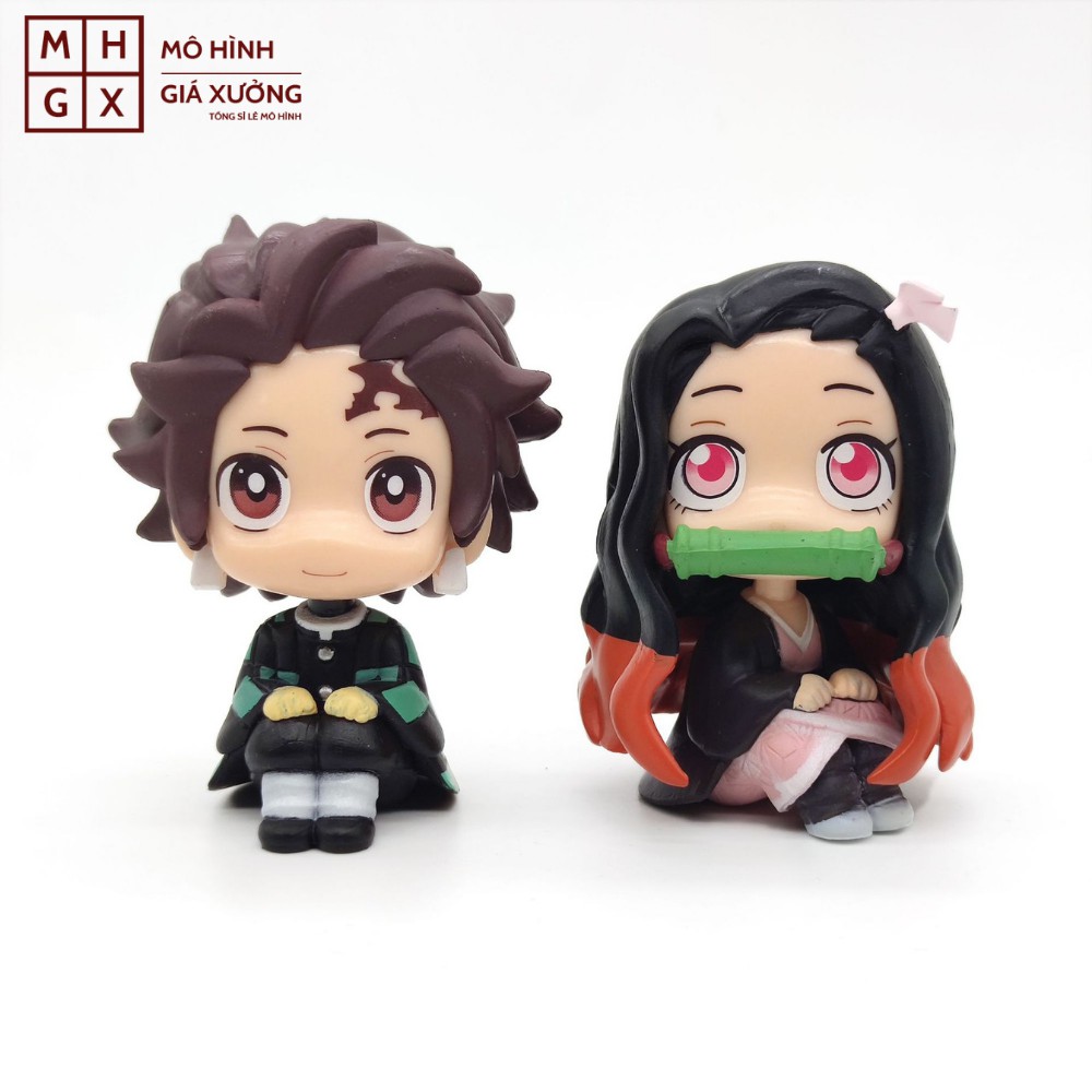 Mô hình Kimetsu No Yaiba figure Demon Slayer Tanjirou Nezuko bản chibi cao 9cm siêu dễ thương figure thanh gươm diệt quỷ