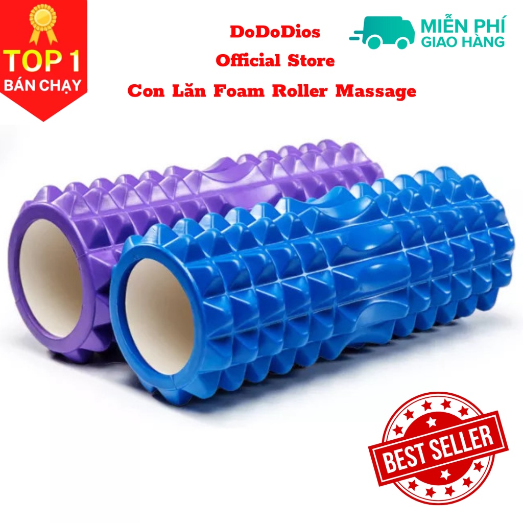 Con Lăn Yoga DoDoDios Massage Foarm Roller giúp Giãn Cơ Có Gai Cao Cấp Màu Xanh Dương