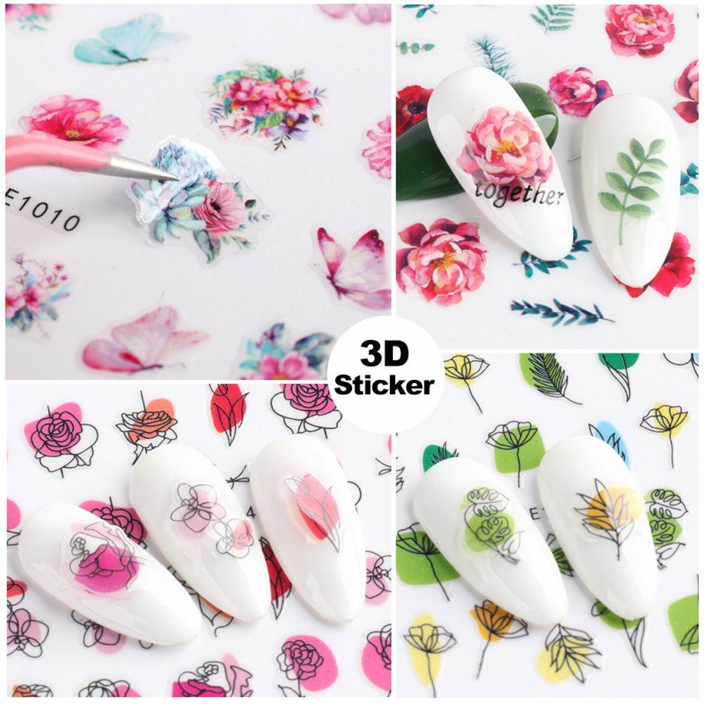 Miếng Dán Trang Trí Móng Tay In Hoa Lá Xinh Xắn