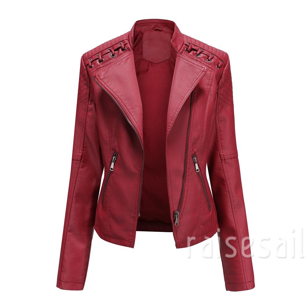 Áo Khoác Da Giả Khóa Kéo Thời Thượng Thời Trang Cho Nữ