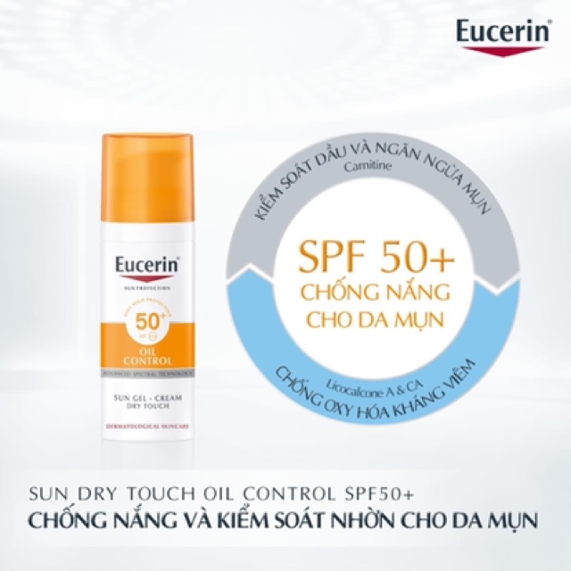 Kem chống nắng cho da nhờn mụn Eucerin Oil Control Dry Touch