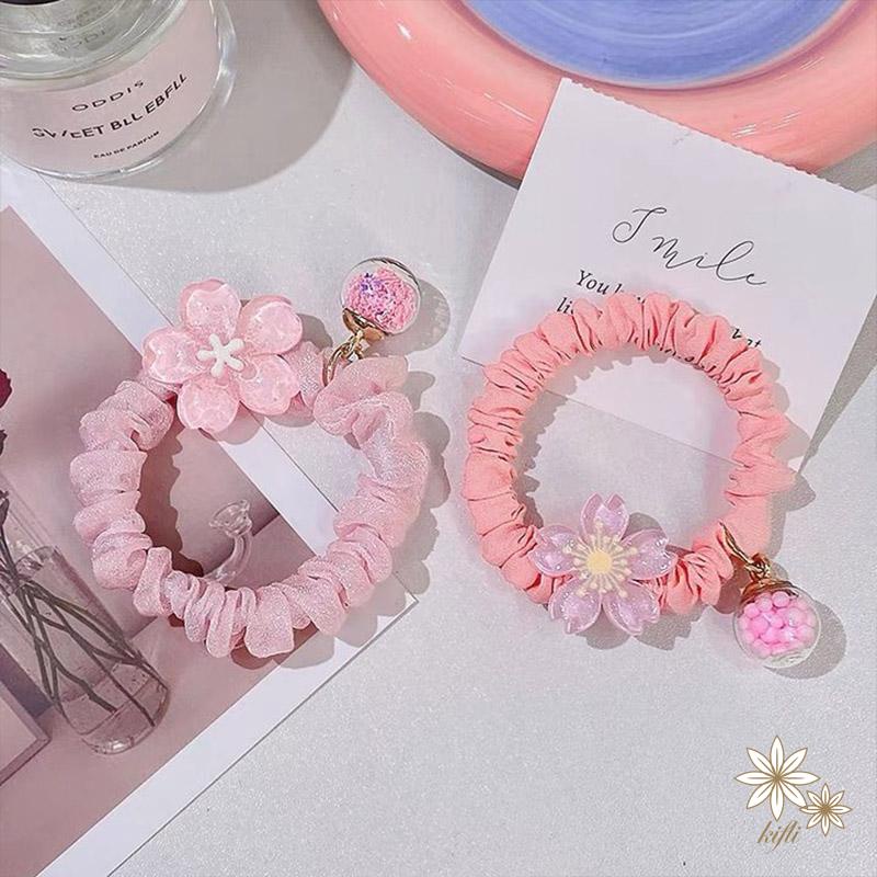 Dây Cột Tóc Cao Su Đính Hoa Nhỏ Xinh Thời Trang Mùa Hè Cho Bạn Gái