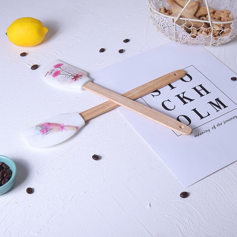 Spatula vét bột cán gỗ YW1359 ⚡ HÀNG CAO CẤP ⚡ vét bột có cán tay cầm gỗ, đầu vét bằng chất liệu silicon