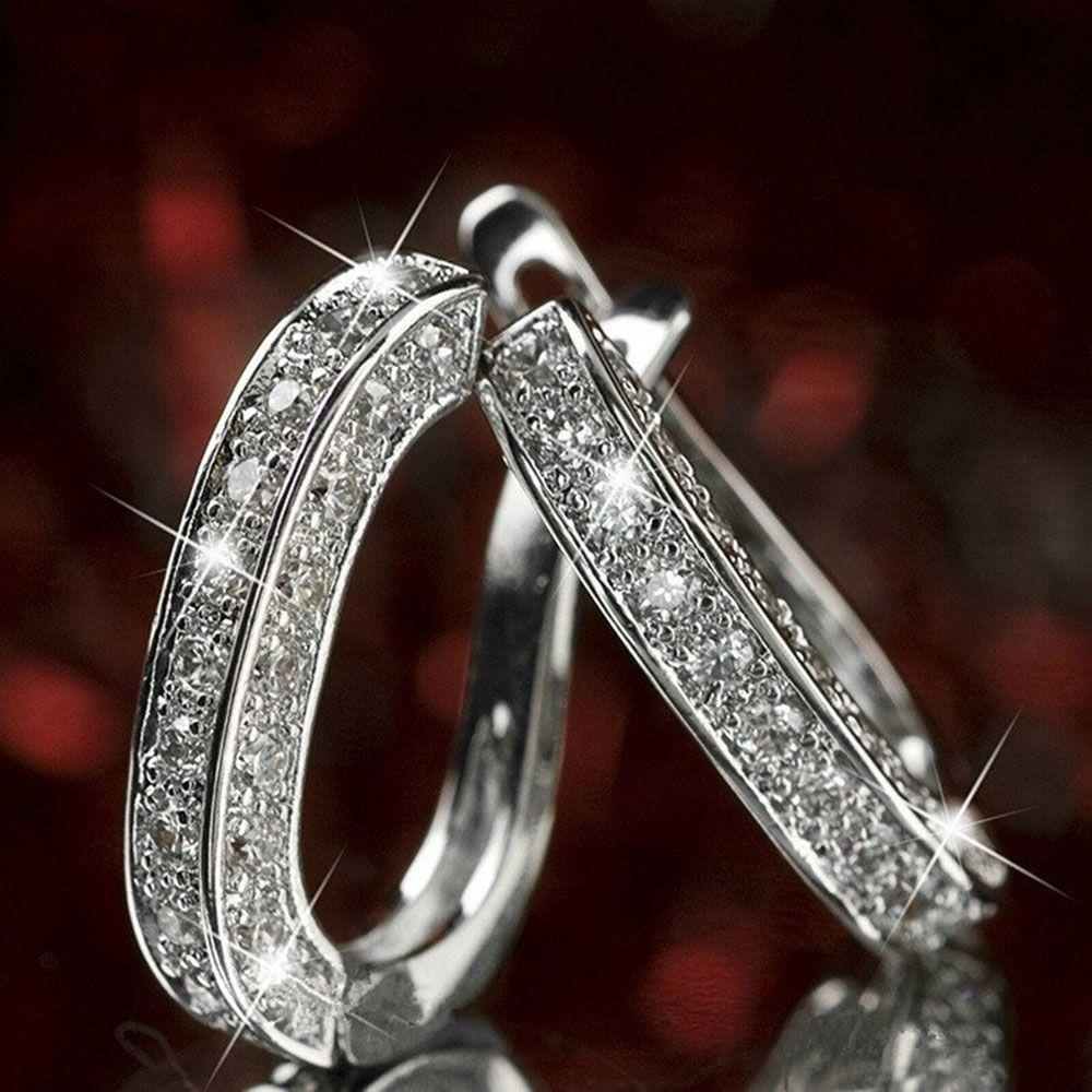 ROSE 1pair|Diamond Hoop Earrings Hypoallergenic Stud Earrings Ear Piercing Earrings Women Rustproof Beautiful Anti-sensitive Shinning Luxury Bright|Earrings Round Diamond Earrings/Multicolor