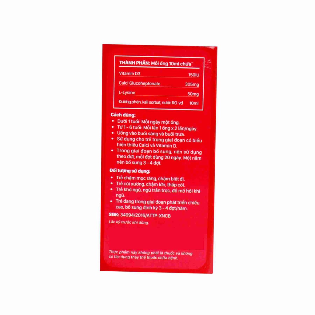Siro CALCI - Canxi ích nhi cho trẻ dưới 6 tuổi D Íchnhi Ích nhi - Cao hơn, cứng cáp hơn (Hộp 4 vỉ 5 ống x 10 ml)