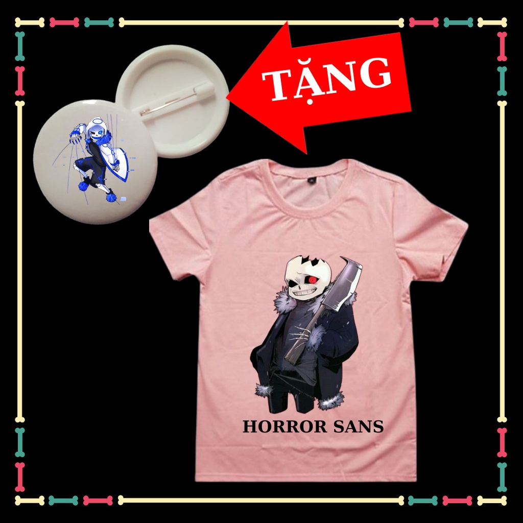 Tặng HUY HIỆU Error 404 siêu ngầu Áo thun trẻ em mẫu Horror Sans phong cách Vải Thun Thái mềm mịn có size áo người lớn